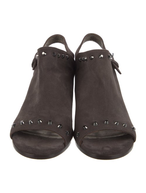 Stuart Weitzman Suede Studded Accents Slingback Sandals
