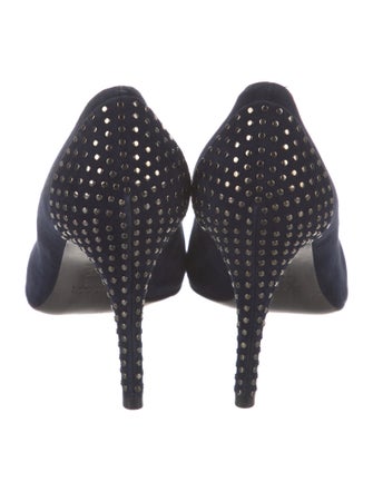 Stuart Weitzman Suede Studded Accents Pumps