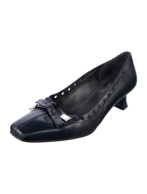 Stuart Weitzman Leather Bow Accents Ballet Flats