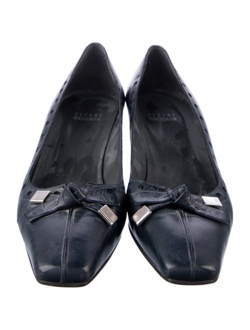 Stuart Weitzman Leather Bow Accents Ballet Flats