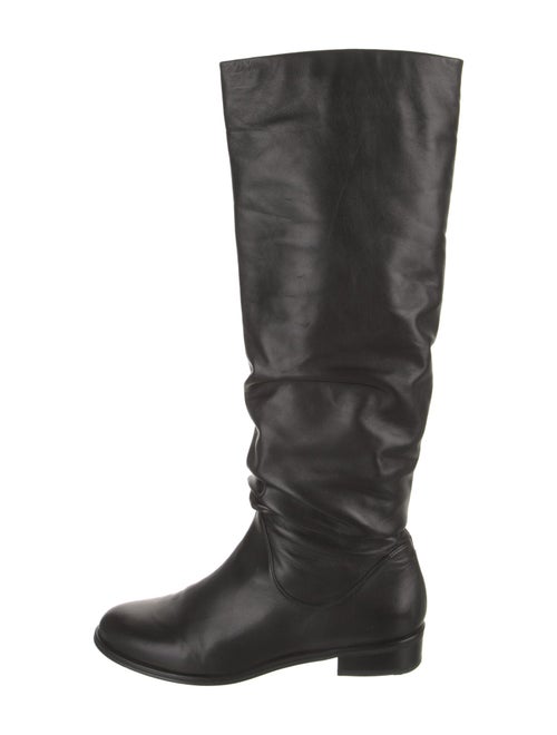Stuart Weitzman Leather Pleated Accents Riding Boots