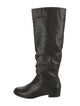 Stuart Weitzman Leather Pleated Accents Riding Boots
