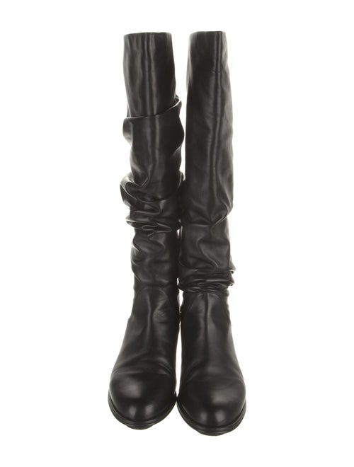 Stuart Weitzman Leather Pleated Accents Riding Boots