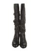 Stuart Weitzman Leather Pleated Accents Riding Boots