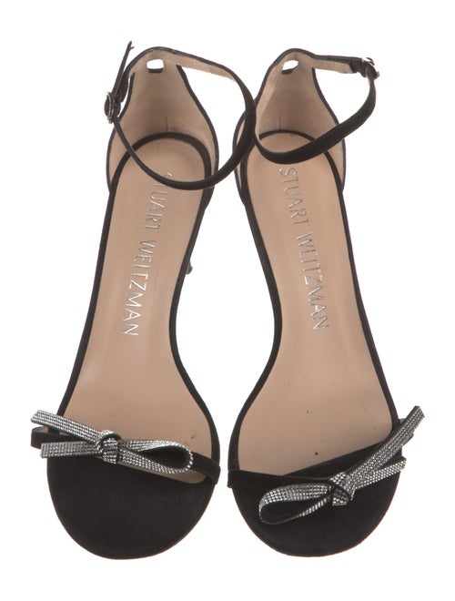 Stuart Weitzman Suede Crystal Embellishments Sandals