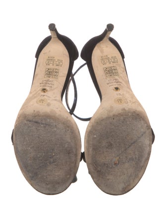 Stuart Weitzman Suede Crystal Embellishments Sandals