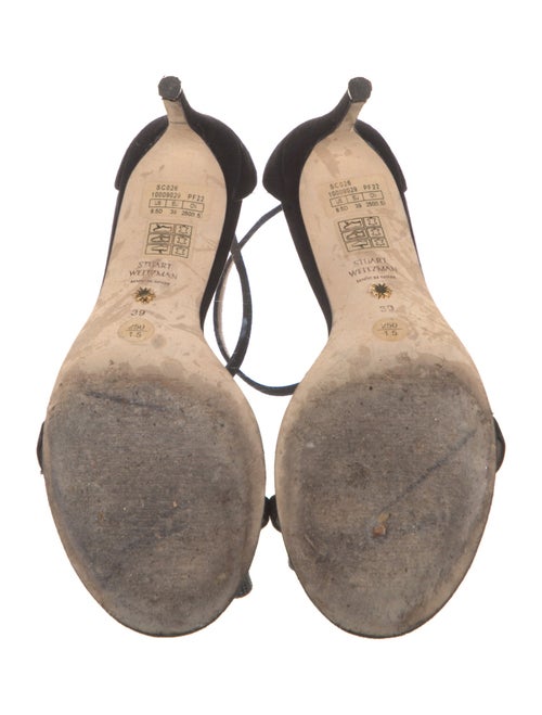 Stuart Weitzman Suede Crystal Embellishments Sandals