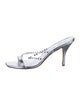 Stuart Weitzman Leather Crystal Embellishments Slides