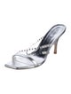 Stuart Weitzman Leather Crystal Embellishments Slides
