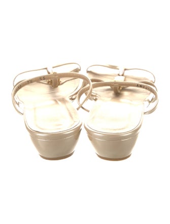 Stuart Weitzman Patent Leather Crystal Embellishments Slides