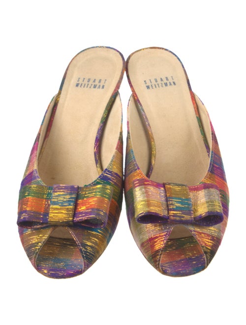 Stuart Weitzman Striped Bow Accents Mules