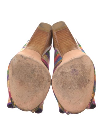 Stuart Weitzman Striped Bow Accents Mules