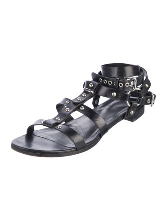 Stuart Weitzman Leather Studded Accents Gladiator Sandals