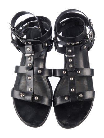 Stuart Weitzman Leather Studded Accents Gladiator Sandals