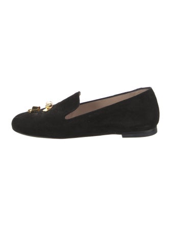 Stuart Weitzman Suede Studded Accents Loafers