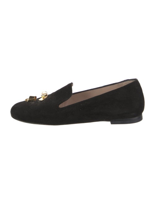 Stuart Weitzman Suede Studded Accents Loafers