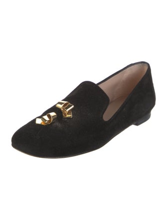 Stuart Weitzman Suede Studded Accents Loafers