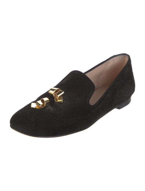 Stuart Weitzman Suede Studded Accents Loafers