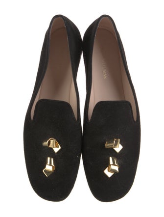 Stuart Weitzman Suede Studded Accents Loafers