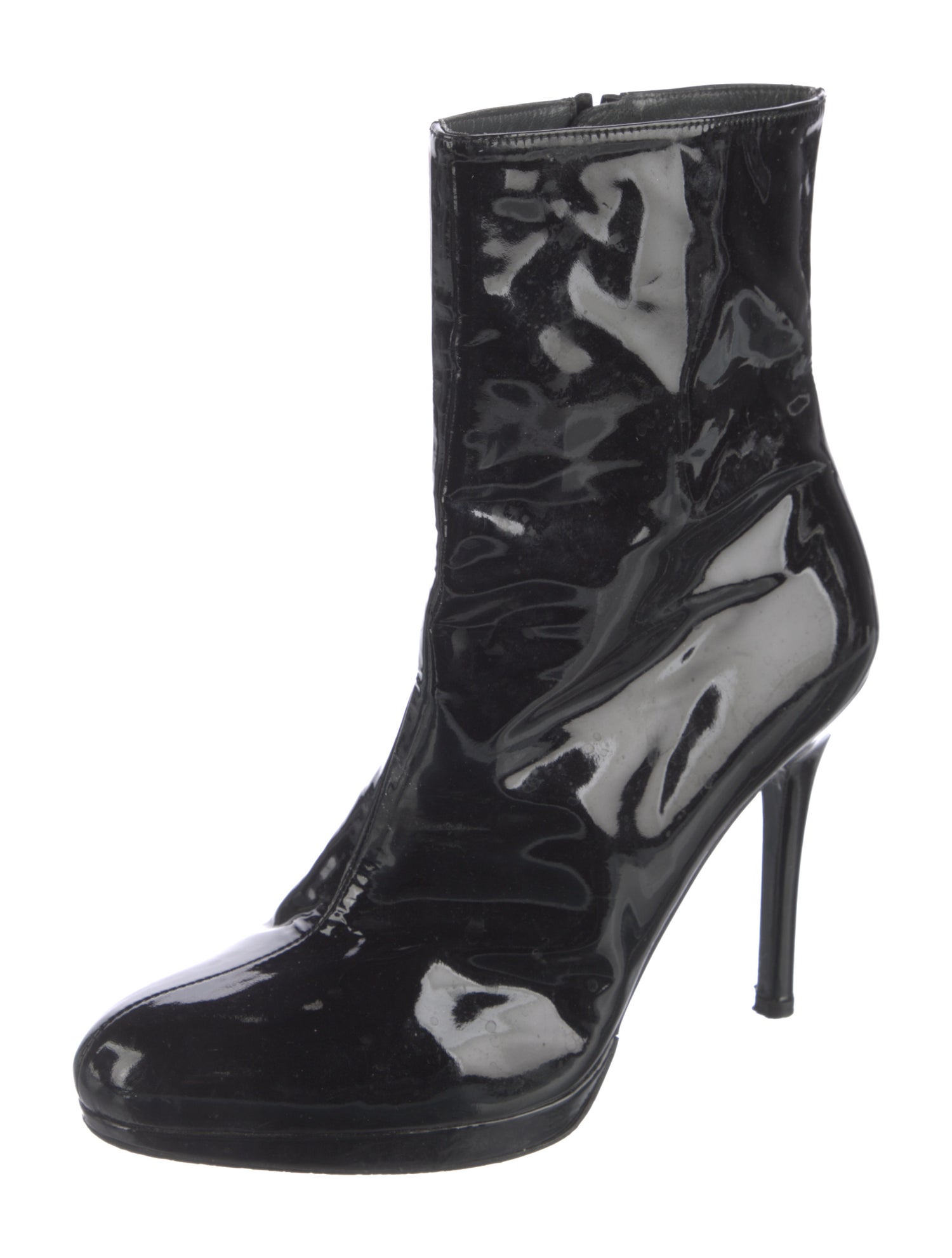 Stuart Weitzman Patent Leather Lace-Up Boots