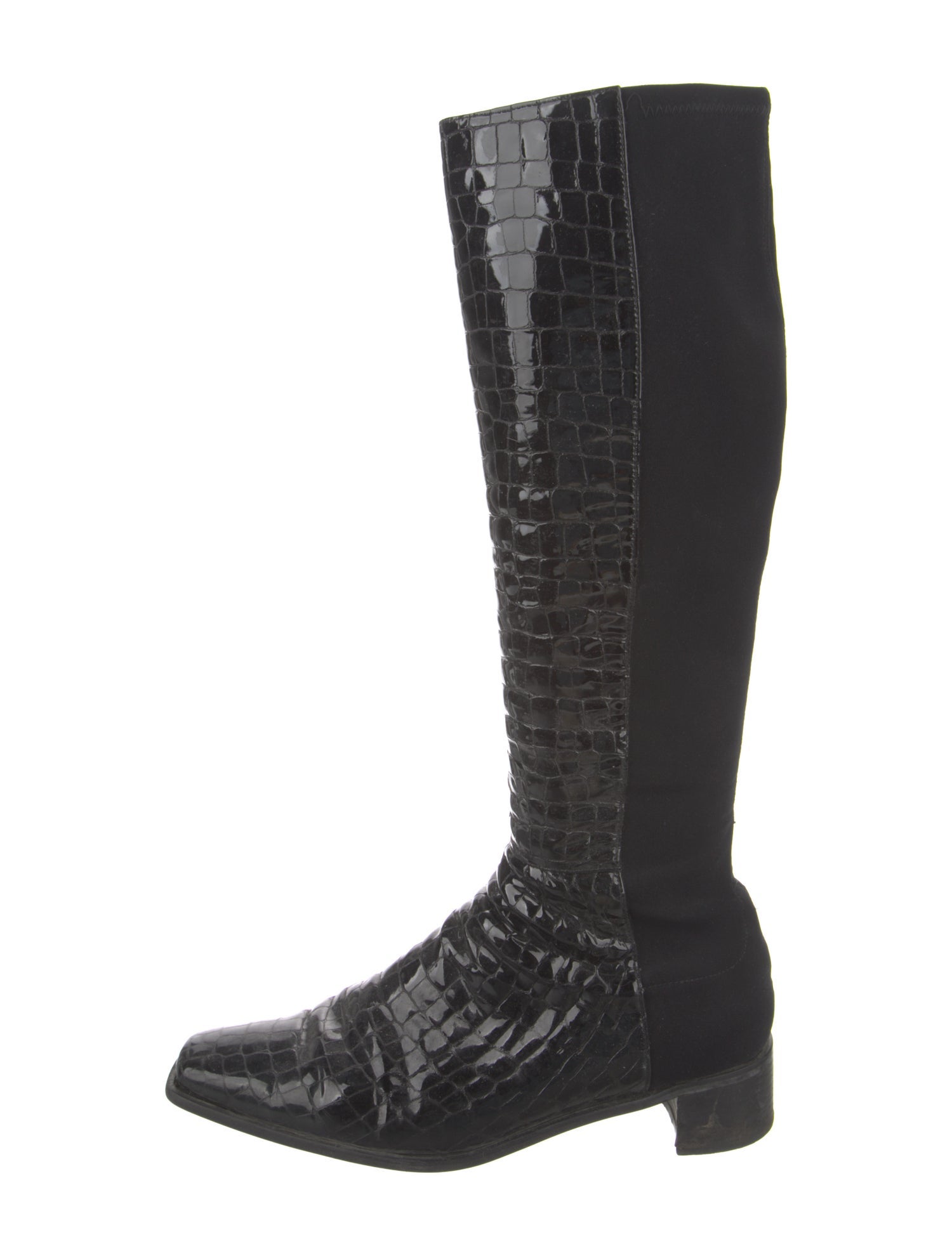 Stuart Weitzman Embossed Leather Animal Print Riding Boots
