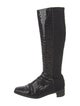 Stuart Weitzman Embossed Leather Animal Print Riding Boots
