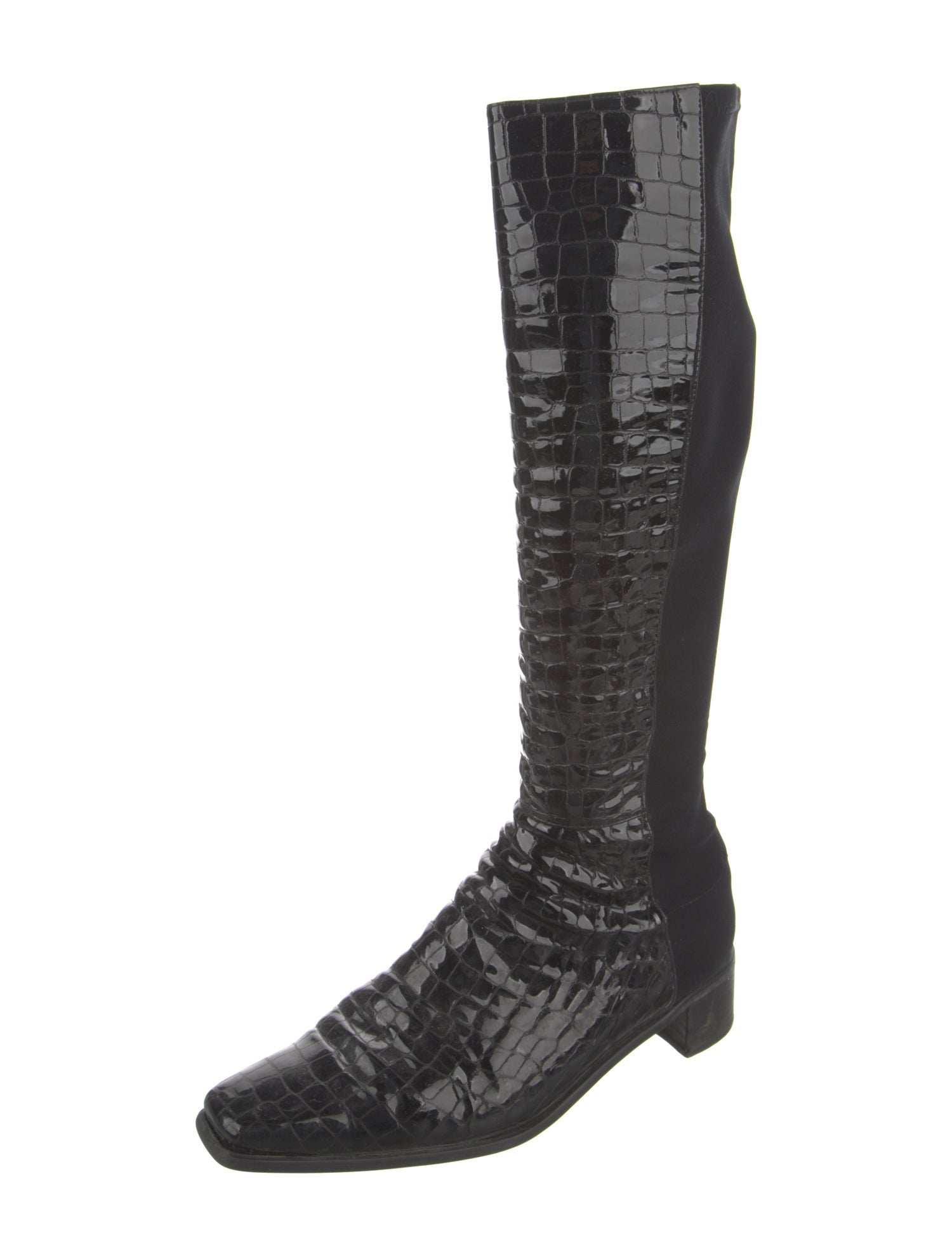Stuart Weitzman Embossed Leather Animal Print Riding Boots