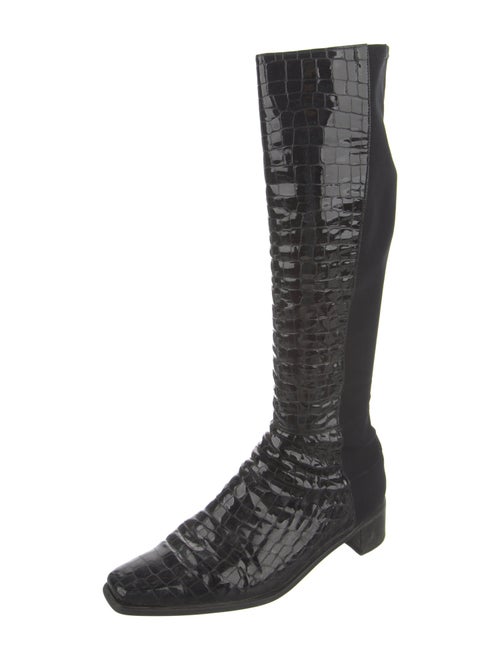 Stuart Weitzman Embossed Leather Animal Print Riding Boots