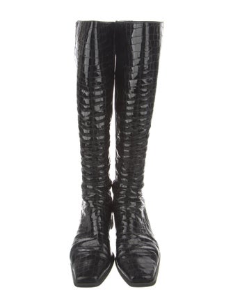 Stuart Weitzman Embossed Leather Animal Print Riding Boots