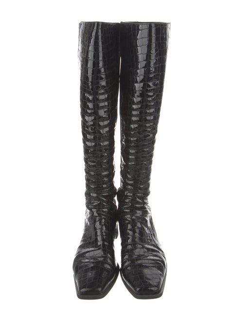 Stuart Weitzman Embossed Leather Animal Print Riding Boots