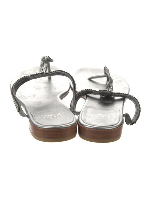 Stuart Weitzman Goat Leather Crystal Embellishments Slides