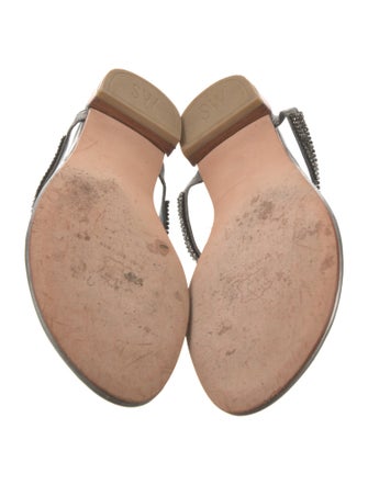 Stuart Weitzman Goat Leather Crystal Embellishments Slides