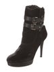 Stuart Weitzman Velvet Leather Trim Embellishment Boots