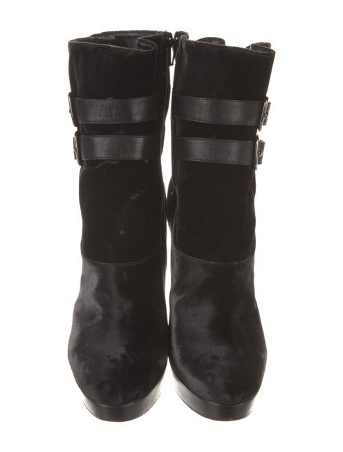 Stuart Weitzman Velvet Leather Trim Embellishment Boots