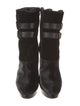 Stuart Weitzman Velvet Leather Trim Embellishment Boots