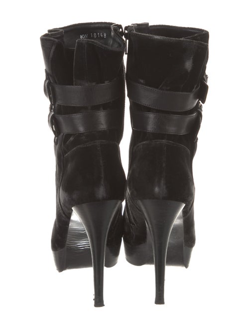 Stuart Weitzman Velvet Leather Trim Embellishment Boots