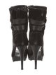 Stuart Weitzman Velvet Leather Trim Embellishment Boots