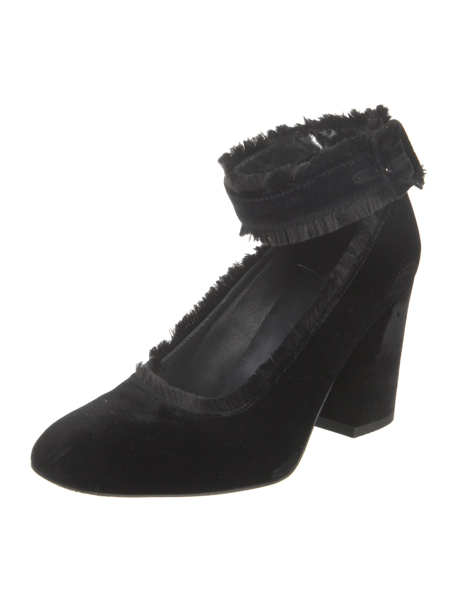 Stuart Weitzman Velvet Fringe Trim Accent Pumps