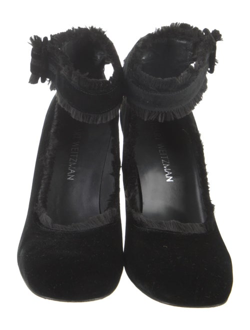 Stuart Weitzman Velvet Fringe Trim Accent Pumps