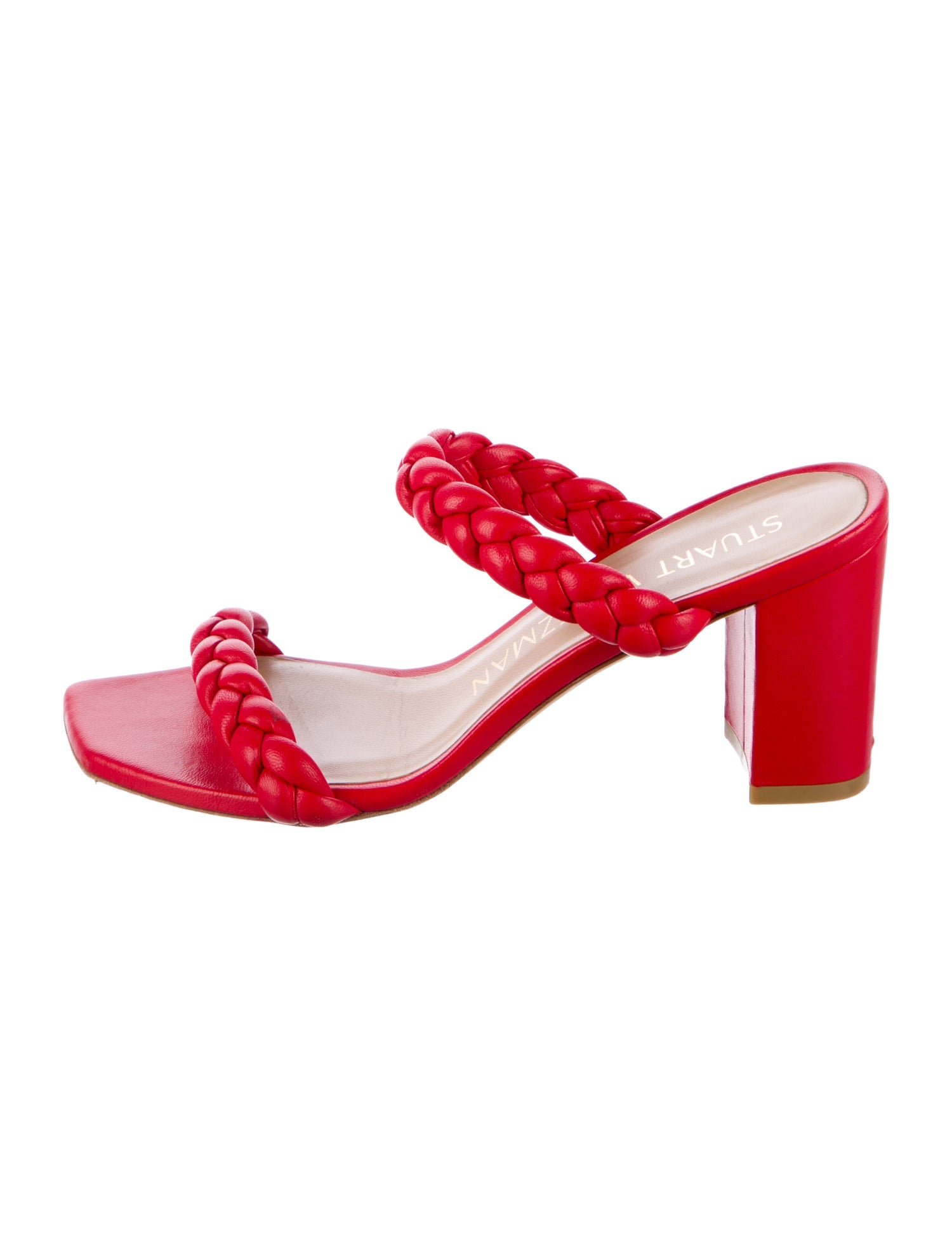 Stuart Weitzman Leather Braided Accents Slides