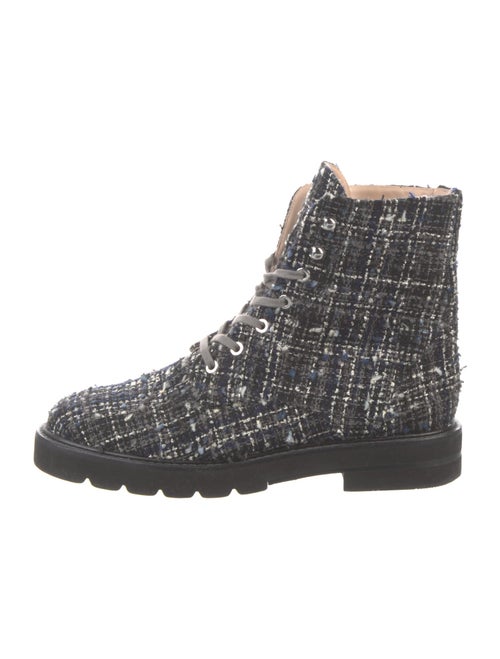 Stuart Weitzman Tweed Pattern Combat Boots