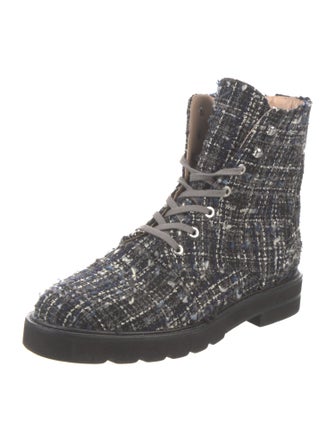 Stuart Weitzman Tweed Pattern Combat Boots