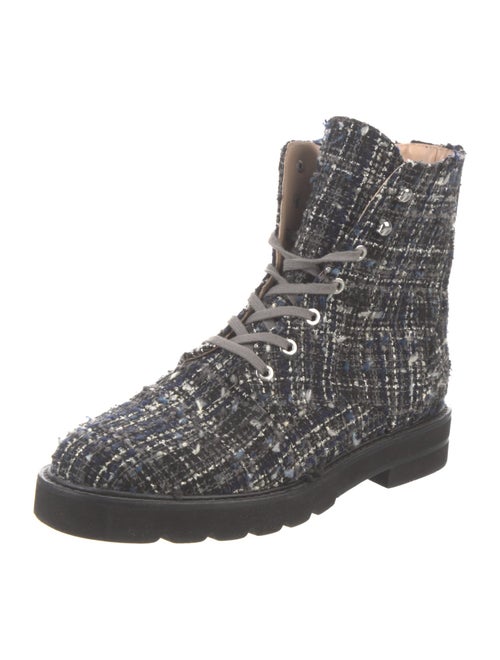 Stuart Weitzman Tweed Pattern Combat Boots