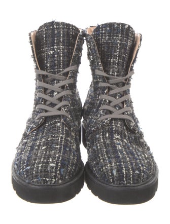 Stuart Weitzman Tweed Pattern Combat Boots