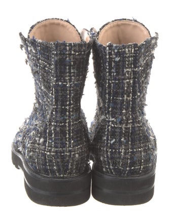 Stuart Weitzman Tweed Pattern Combat Boots