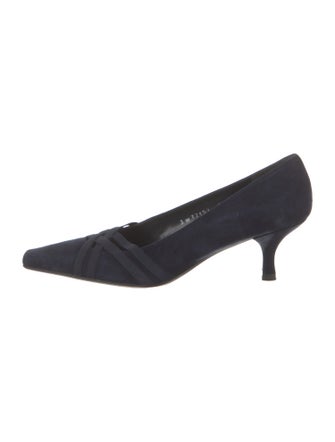 Stuart Weitzman Suede Grosgrain Trim Pumps