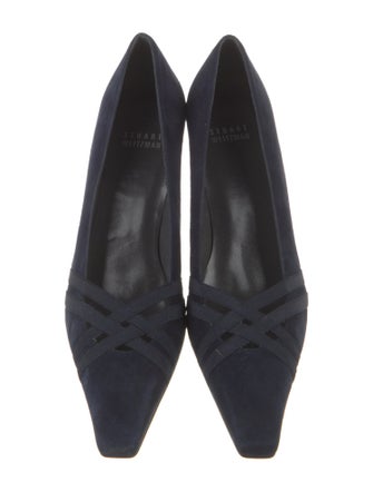 Stuart Weitzman Suede Grosgrain Trim Pumps
