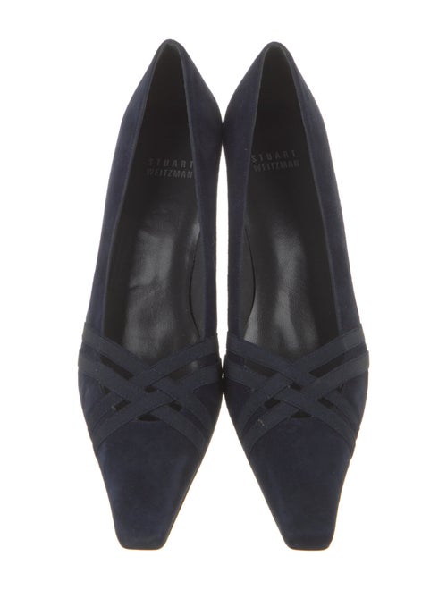Stuart Weitzman Suede Grosgrain Trim Pumps