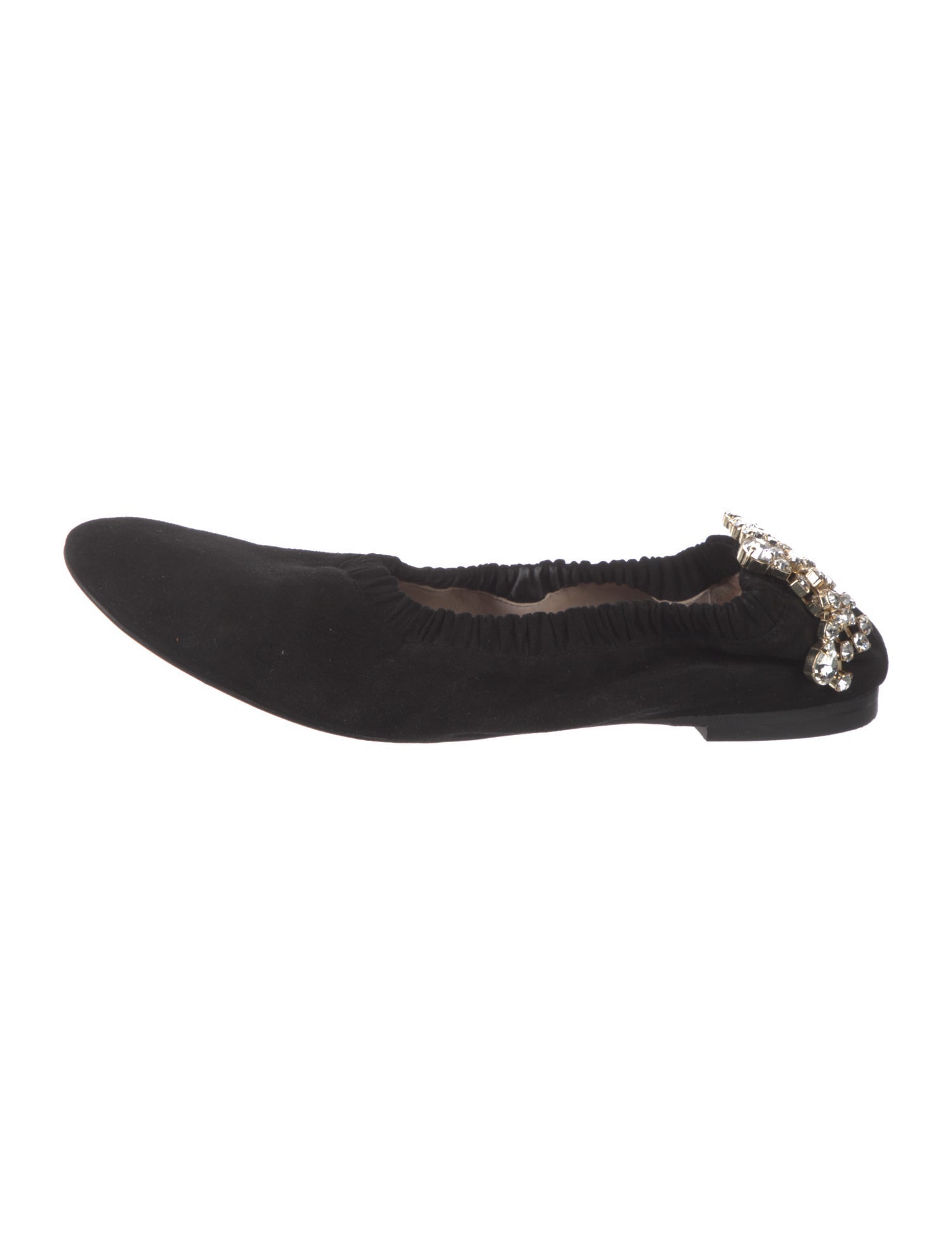 Stuart Weitzman Suede Crystal Embellishments Ballet Flats