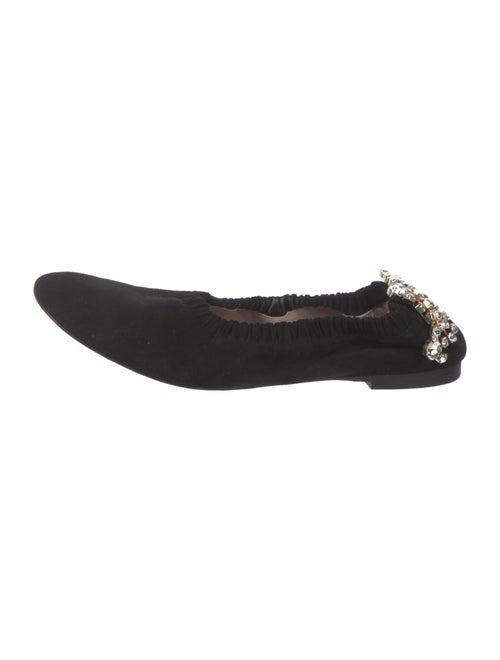 Stuart Weitzman Suede Crystal Embellishments Ballet Flats